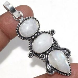 New Rainbow Moonstone Silver Pendant.
